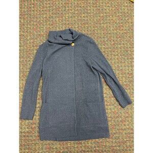 Caslon Womens Cardigan Blue Open Long Sleeve Casual Size Small Pockets Thick